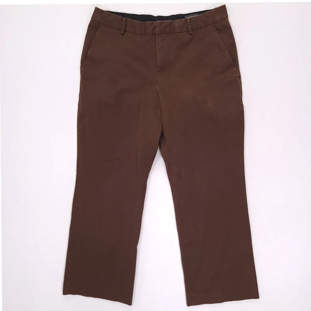 Banana Republic Mens Emerson‎ Straight Chino Pants 35x27.5 Brown Cotton Stretch